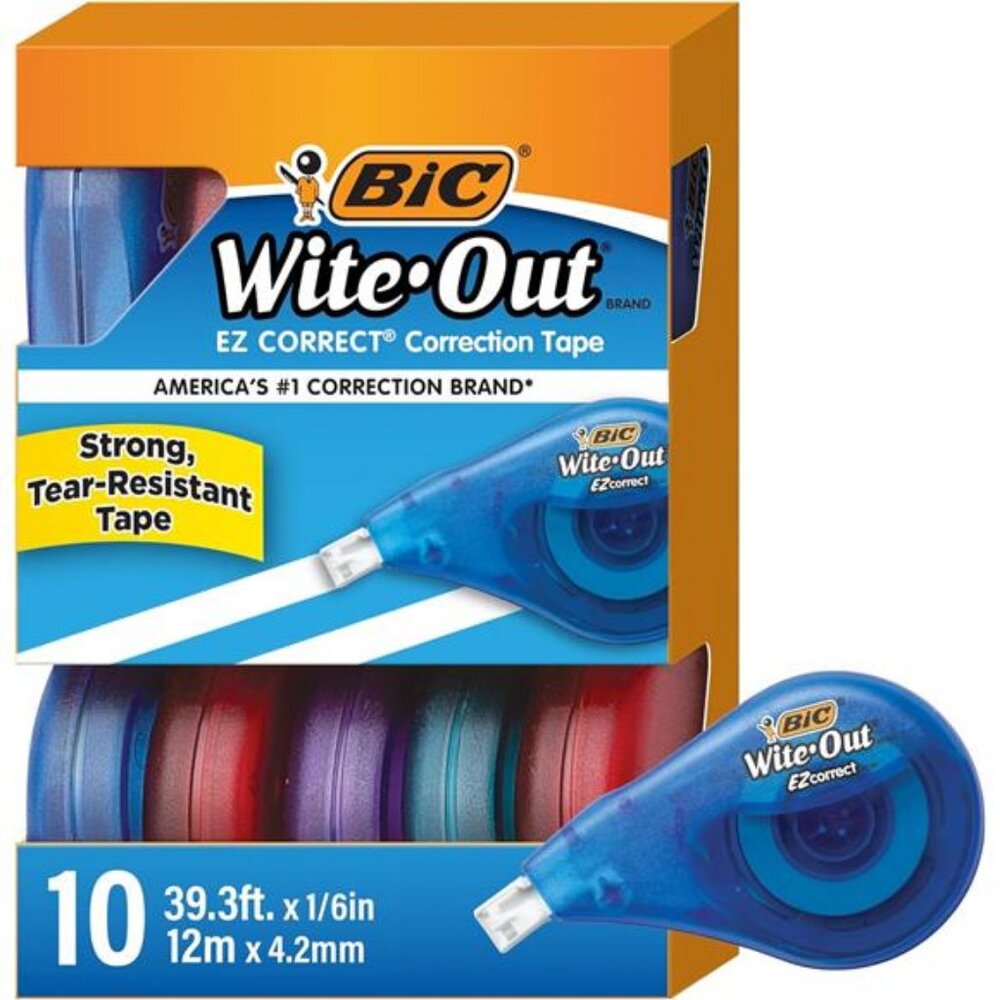 BIC Wite-Out Brand EZ Correct Correction Tape, 39.3 Feet, 10-Count Pack‎ of